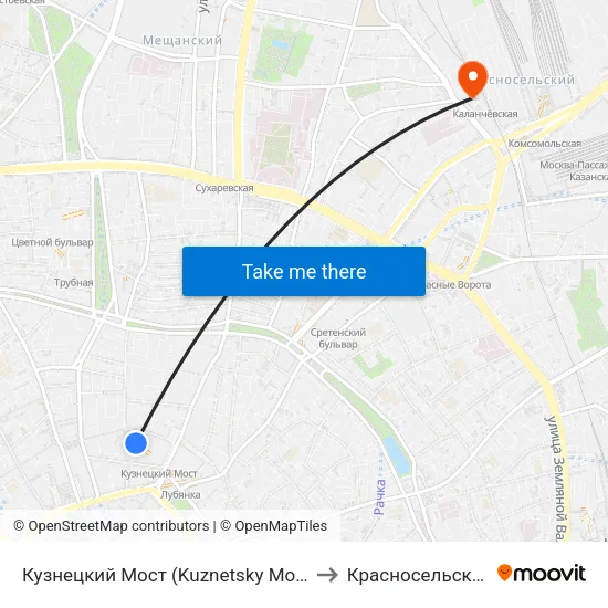 Кузнецкий Мост (Kuznetsky Most) to Красносельский map