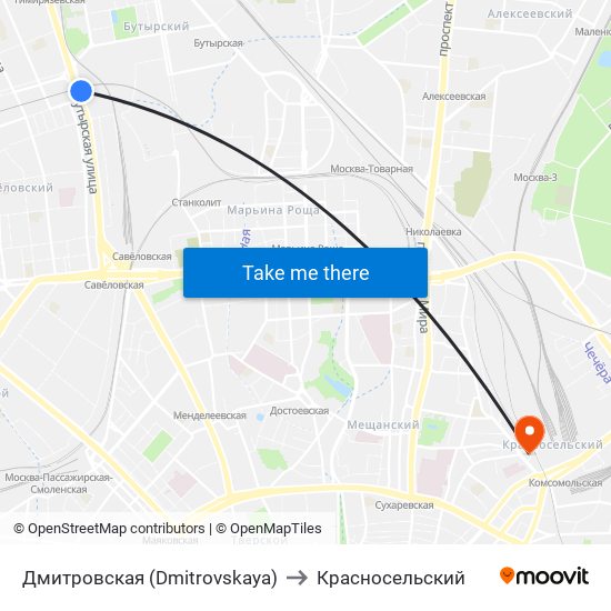 Дмитровская (Dmitrovskaya) to Красносельский map