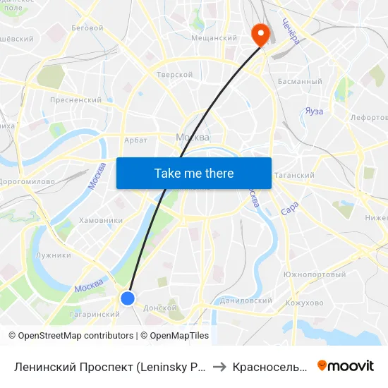 Ленинский Проспект (Leninsky Prospekt) to Красносельский map