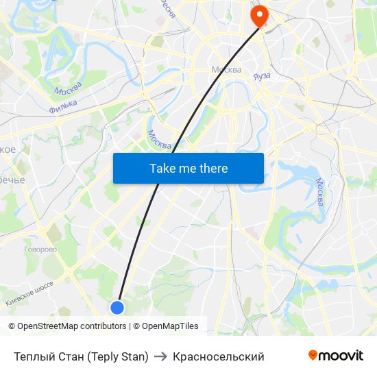 Теплый Стан (Teply Stan) to Красносельский map