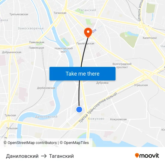 Даниловский to Таганский map