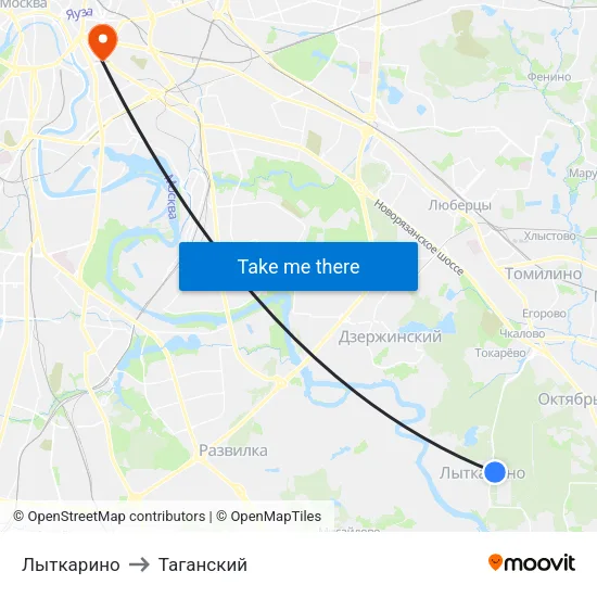 Лыткарино to Таганский map