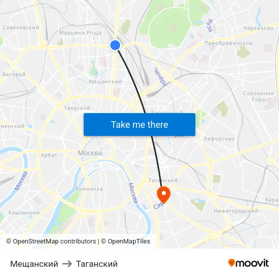 Мещанский to Таганский map