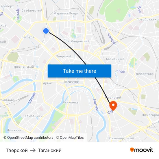 Тверской to Таганский map