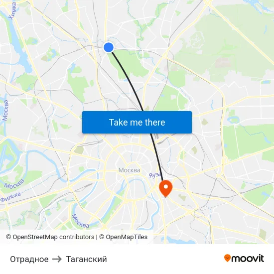Отрадное to Таганский map