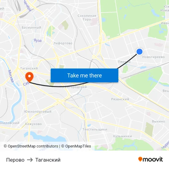 Перово to Таганский map
