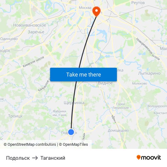 Подольск to Таганский map