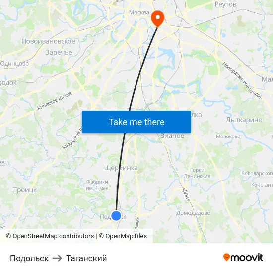Подольск to Таганский map
