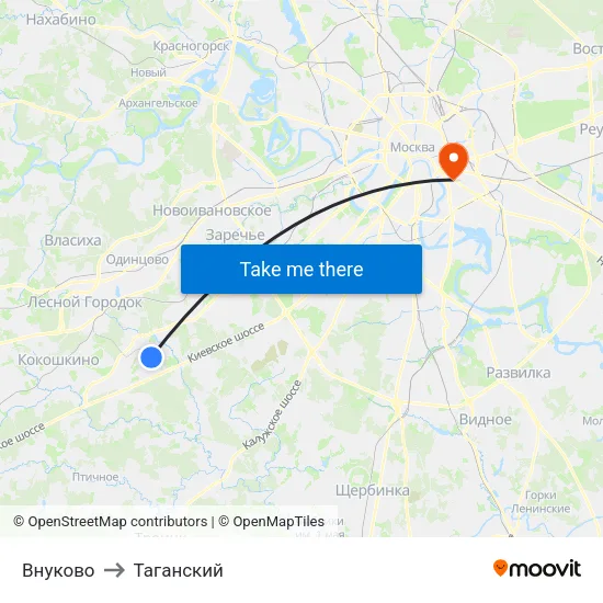 Внуково to Таганский map