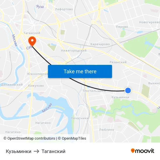 Кузьминки to Таганский map