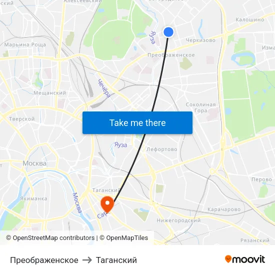 Преображенское to Таганский map