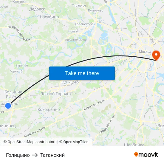 Голицыно to Таганский map