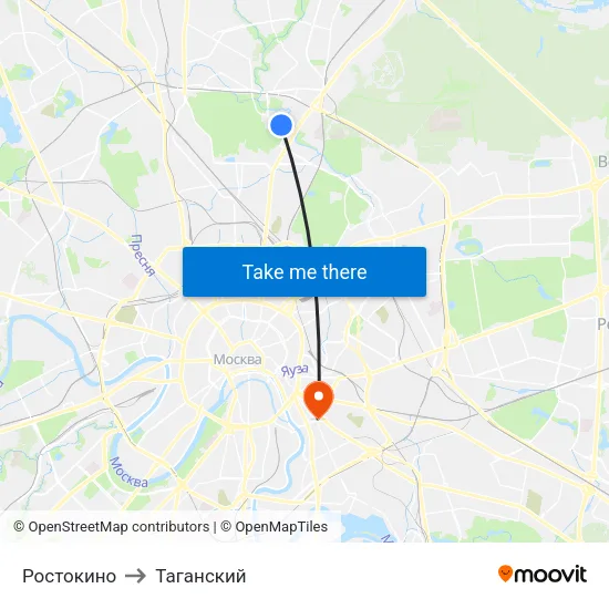 Ростокино to Таганский map