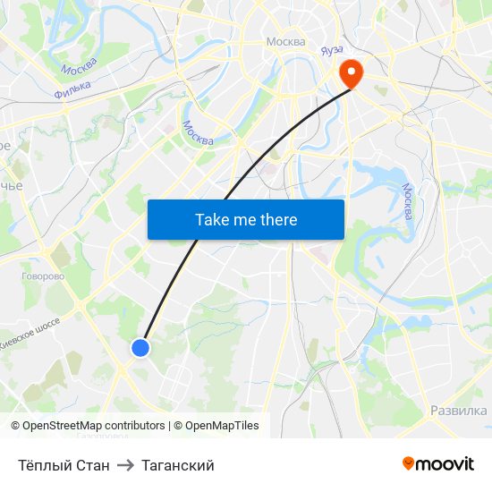 Тёплый Стан to Таганский map