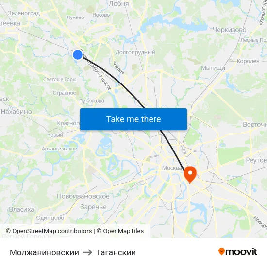 Молжаниновский to Таганский map