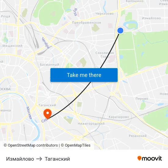Измайлово to Таганский map