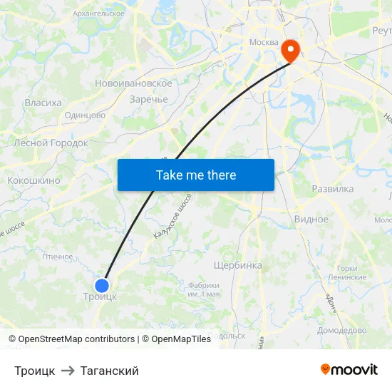 Троицк to Таганский map
