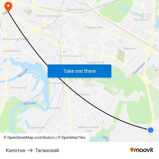 Капотня to Таганский map