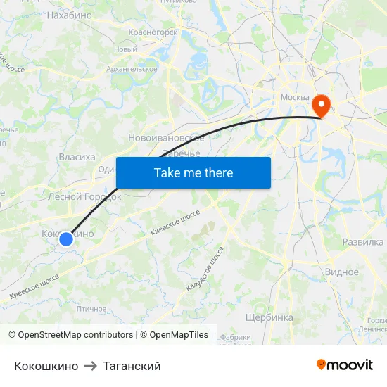 Кокошкино to Таганский map