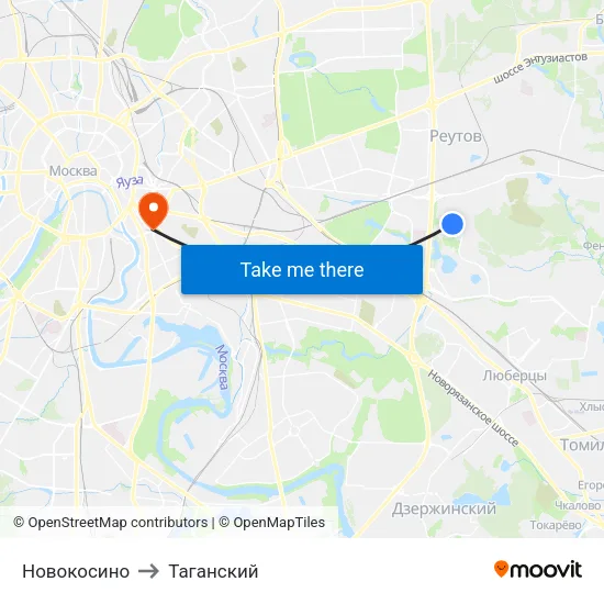 Новокосино to Таганский map