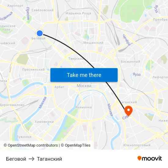 Беговой to Таганский map