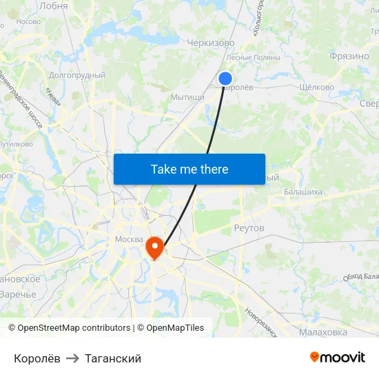 Королёв to Таганский map