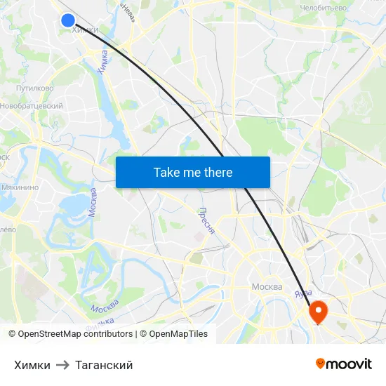 Химки to Таганский map