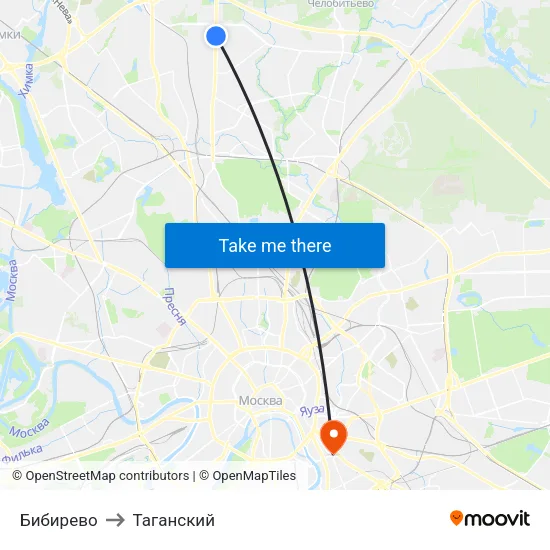 Бибирево to Таганский map