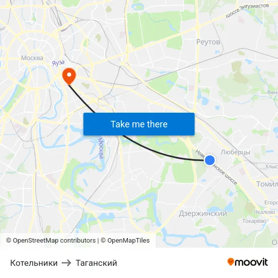 Котельники to Таганский map