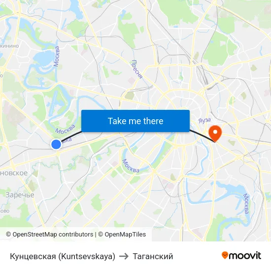 Кунцевская (Kuntsevskaya) to Таганский map