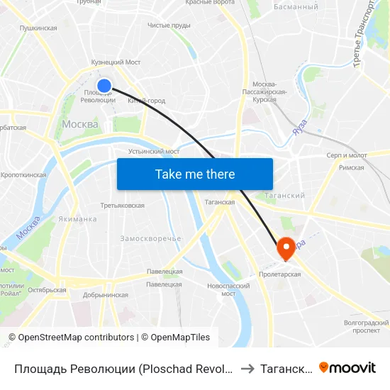 Площадь Революции (Ploschad Revolyutsii) to Таганский map