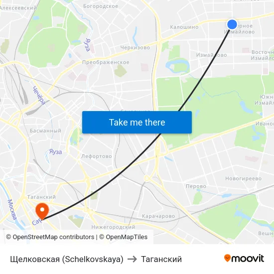 Щелковская (Schelkovskaya) to Таганский map