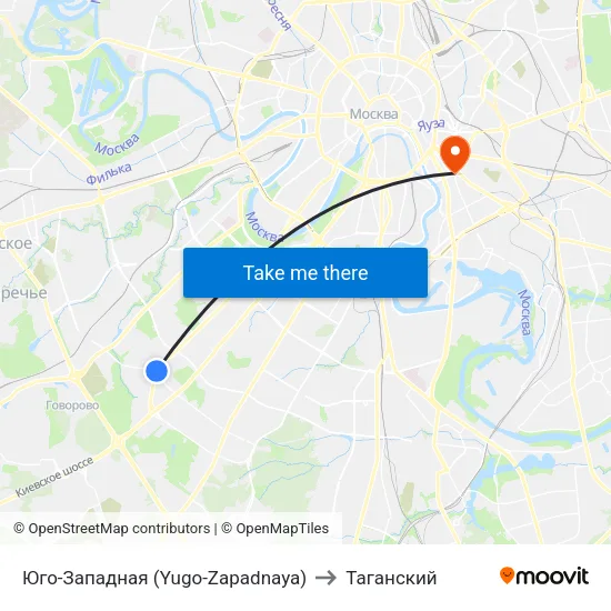 Юго-Западная (Yugo-Zapadnaya) to Таганский map