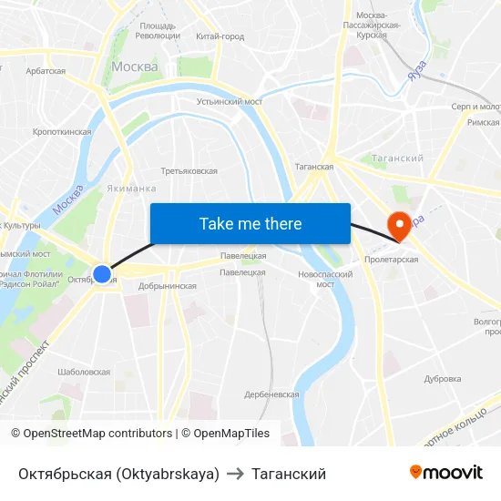 Октябрьская (Oktyabrskaya) to Таганский map
