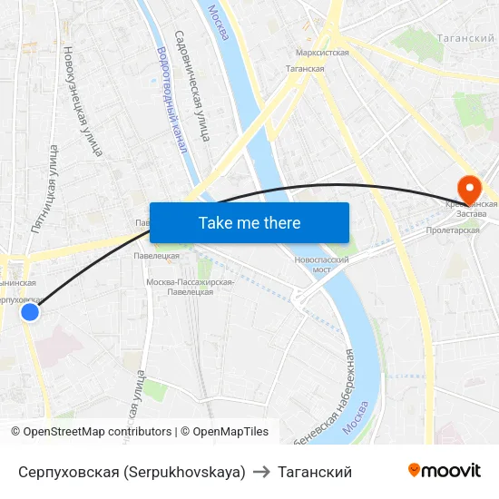 Серпуховская (Serpukhovskaya) to Таганский map