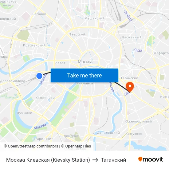 Москва Киевская (Kievsky Station) to Таганский map