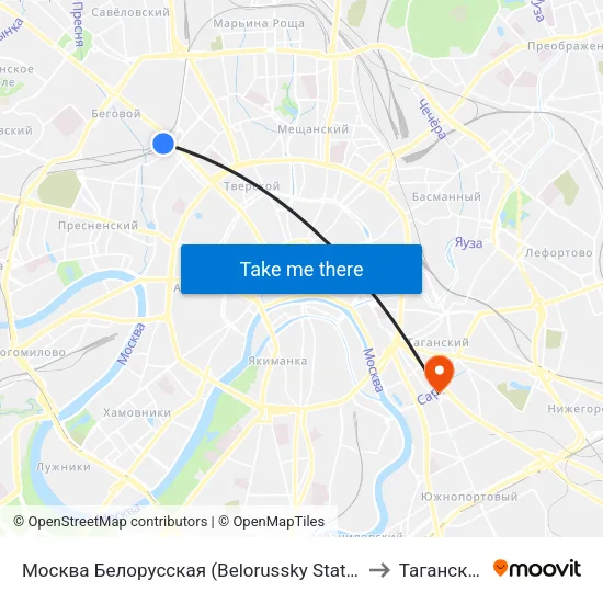 Москва Белорусская (Belorussky Station) to Таганский map