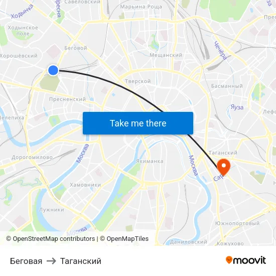Беговая to Таганский map