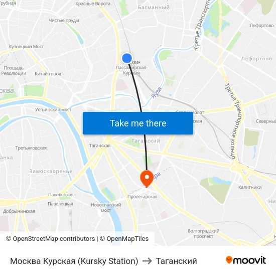 Москва Курская (Kursky Station) to Таганский map