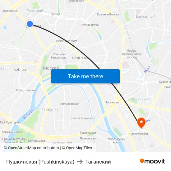 Пушкинская (Pushkinskaya) to Таганский map