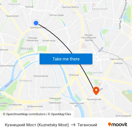 Кузнецкий Мост (Kuznetsky Most) to Таганский map