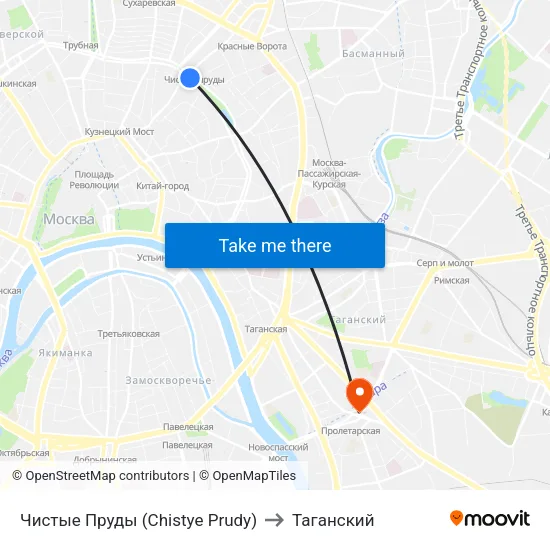 Чистые Пруды (Chistye Prudy) to Таганский map