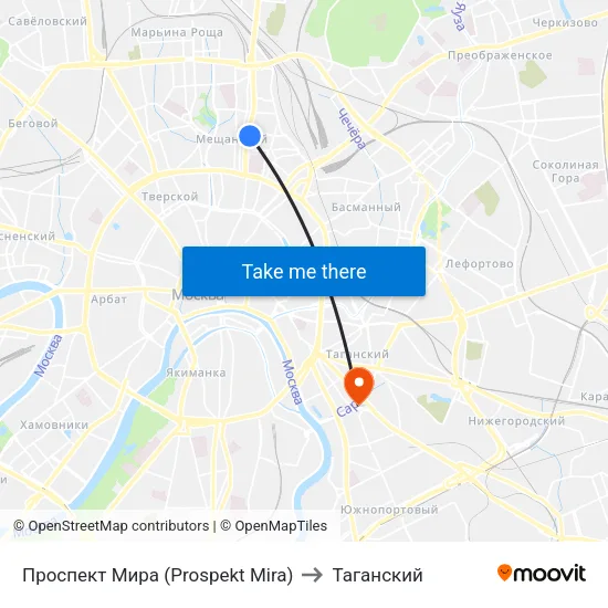 Проспект Мира (Prospekt Mira) to Таганский map