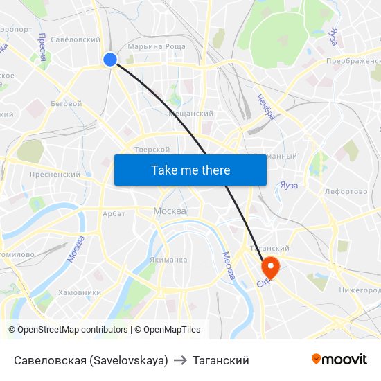 Савеловская (Savelovskaya) to Таганский map