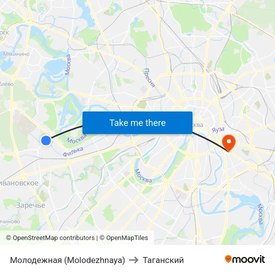 Молодежная (Molodezhnaya) to Таганский map