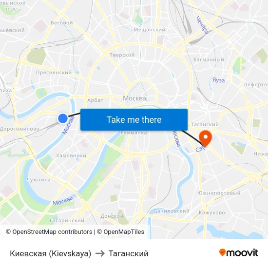 Киевская (Kievskaya) to Таганский map