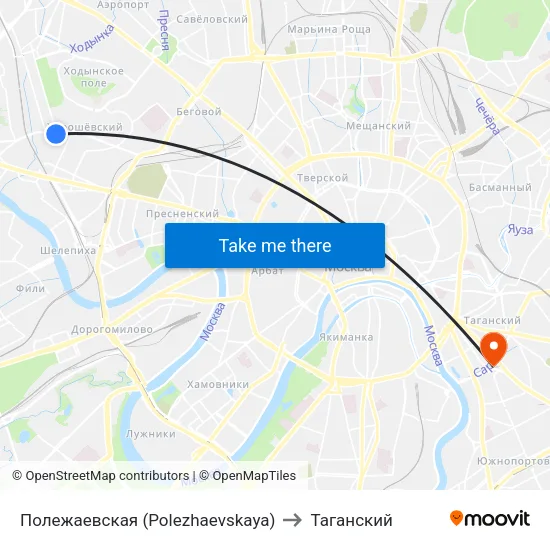 Полежаевская (Polezhaevskaya) to Таганский map