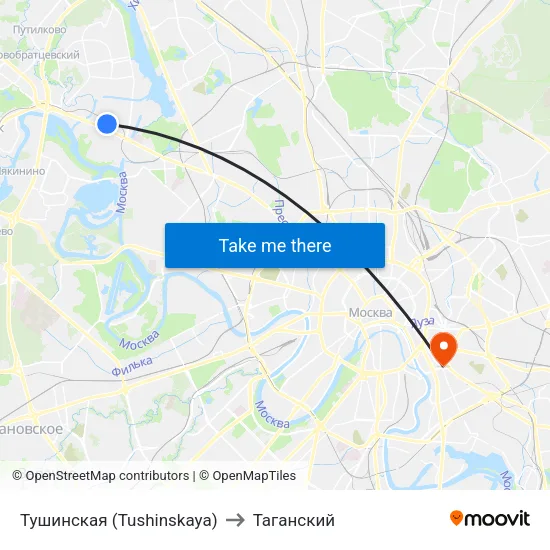 Тушинская (Tushinskaya) to Таганский map