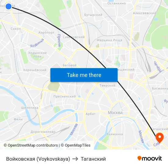 Войковская (Voykovskaya) to Таганский map