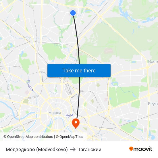 Медведково (Medvedkovo) to Таганский map